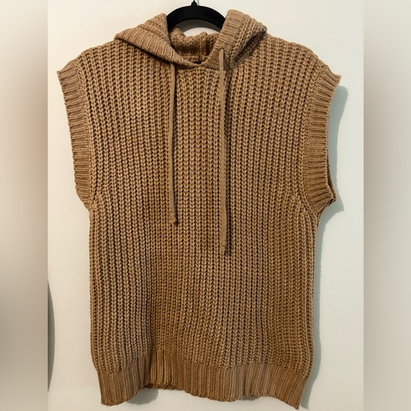 Papillon Blanc Sweaters - Papillon Brown Knit Hooded Sweater Vest